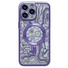 For iPhone 11 Pro Max Electroplated Circuit Board Pattern MagSafe Phone Case(Purple) - 1