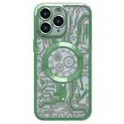 For iPhone 11 Pro Max Electroplated Circuit Board Pattern MagSafe Phone Case(Green) - 1