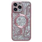 For iPhone 11 Pro Max Electroplated Circuit Board Pattern MagSafe Phone Case(Pink) - 1