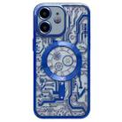 For iPhone 12 Electroplated Circuit Board Pattern MagSafe Phone Case(Dark Blue) - 1