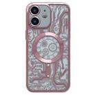 For iPhone 12 Electroplated Circuit Board Pattern MagSafe Phone Case(Pink) - 1