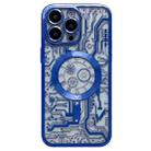 For iPhone 12 Pro Electroplated Circuit Board Pattern MagSafe Phone Case(Dark Blue) - 1