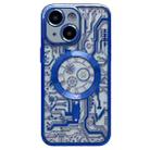 For iPhone 13 Electroplated Circuit Board Pattern MagSafe Phone Case(Dark Blue) - 1