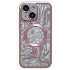For iPhone 13 Electroplated Circuit Board Pattern MagSafe Phone Case(Pink) - 1