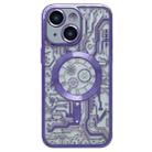 For iPhone 14 Electroplated Circuit Board Pattern MagSafe Phone Case(Purple) - 1