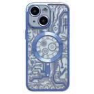 For iPhone 14 Plus Electroplated Circuit Board Pattern MagSafe Phone Case(Sierra Blue) - 1