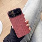 For iPhone 14 Plus Wood Grain TPU Phone Case with Lens Film(Red) - 1