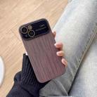 For iPhone 14 Wood Grain TPU Phone Case with Lens Film(Grey) - 1