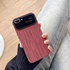 For iPhone 8 Plus / 7 Plus Wood Grain TPU Phone Case with Lens Film(Red) - 1