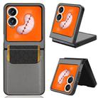 For Tecno Phantom V Flip2 Litchi Texture Card Slots Back Cover Phone Case(Grey) - 1