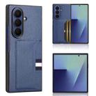 For Samsung Galaxy Z Fold7 5G Litchi Texture Card Slots Back Cover Phone Case(Blue) - 1