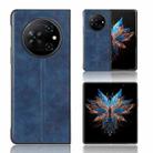 For Tecno Phantom V Fold Cow Pattern Sewing Back Cover Phone Case(Blue) - 1