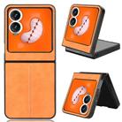 For Tecno Phantom V Flip2 Cow Pattern Sewing Back Cover Phone Case(Yellow) - 1