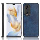 For Honor 90 Cow Pattern Sewing Back Cover Phone Case(Blue) - 1