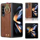 For Samsung Galaxy Z Fold4 Wristband Leather Back Phone Case(Brown) - 1