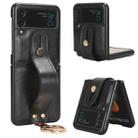 For Samsung Galaxy Z Flip3 5G Wristband Leather Back Phone Case(Black) - 1