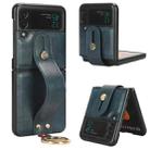 For Samsung Galaxy Z Flip3 5G Wristband Leather Back Phone Case(Blue) - 1