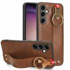 For Samsung Galaxy S23 FE 5G Wristband Leather Back Phone Case(Brown) - 1