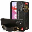 For Samsung Galaxy M34 5G Wristband Leather Back Phone Case(Black) - 1