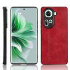 For OPPO Reno 11 5G Global Cow Pattern Sewing Back Cover Phone Case(Red) - 1