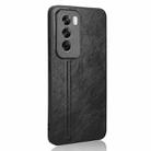 For OPPO Reno12 Pro 5G Global Cow Pattern Sewing Back Cover Phone Case(Black) - 3