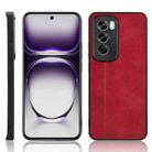For OPPO Reno12 5G Global Cow Pattern Sewing Back Cover Phone Case(Red) - 1