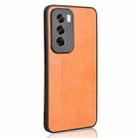 For OPPO Reno12 5G Global Cow Pattern Sewing Back Cover Phone Case(Yellow) - 3