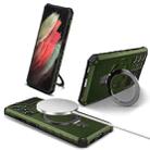For Samsung Galaxy S21 Ultra 5G MagSafe Magnetic Holder Phone Case(Green) - 1