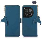 For OnePlus 12 Genuine Leather Magnetic RFID Leather Phone Case(Blue) - 1