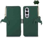 For OnePlus Nord CE4 5G Global Genuine Leather Magnetic RFID Leather Phone Case(Green) - 1