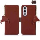 For OnePlus Nord CE4 5G Global Genuine Leather Magnetic RFID Leather Phone Case(Coffee) - 1