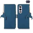 For OnePlus Nord CE4 5G Global Genuine Leather Magnetic RFID Leather Phone Case(Blue) - 1