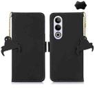 For OnePlus Nord CE4 5G Global Genuine Leather Magnetic RFID Leather Phone Case(Black) - 1