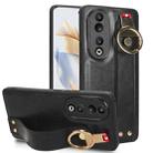 For Honor 90 Pro Wristband Leather Back Phone Case(Black) - 1