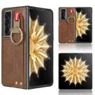 For Honor Magic V2 Wristband Leather Back Phone Case(Brown) - 1