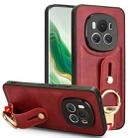 For Honor Magic6 Wristband Leather Back Phone Case(Red) - 1