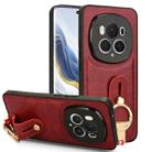 For Honor Magic6 Pro Wristband Leather Back Phone Case(Red) - 1