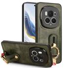 For Honor Magic6 Pro Wristband Leather Back Phone Case(Green) - 1