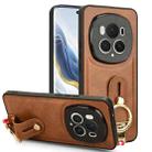 For Honor Magic6 Pro Wristband Leather Back Phone Case(Brown) - 1