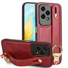 For Honor 200 Lite Global Wristband Leather Back Phone Case(Red) - 1