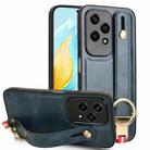 For Honor 200 Lite Global Wristband Leather Back Phone Case(Blue) - 1