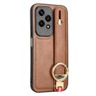 For Honor 200 Lite Global Wristband Leather Back Phone Case(Brown) - 3