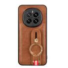 For Honor Magic7 Wristband Leather Back Phone Case(Brown) - 3