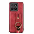 For Honor X5b 4G / X5b Plus 4G Wristband Leather Back Phone Case(Red) - 3