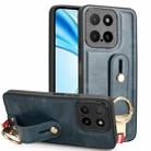 For Honor X5b 4G / X5b Plus 4G Wristband Leather Back Phone Case(Blue) - 1