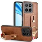 For Honor X5b 4G / X5b Plus 4G Wristband Leather Back Phone Case(Brown) - 1