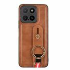 For Honor X5b 4G / X5b Plus 4G Wristband Leather Back Phone Case(Brown) - 3