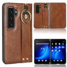 For Microsoft Surface Duo2 Wristband Leather Back Phone Case(Brown) - 1