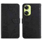 For OnePlus Nord CE 3 Lite Skin Feel Butterfly Peony Embossed Leather Phone Case(Black) - 1