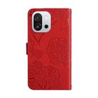 For OnePlus 13T Skin Feel Butterfly Peony Embossed Leather Phone Case(Red) - 3